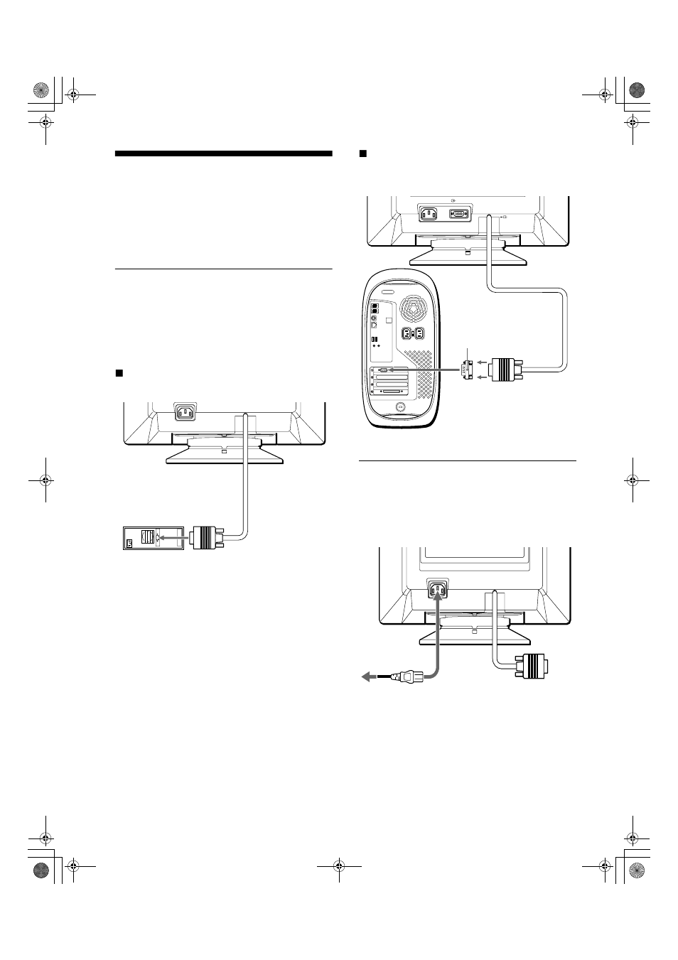 Instalación, Paso 1: conexión del monitor al ordenador, Paso 2: conexión del cable de alimentación | Paso 1, Paso 2 | Sony CPD-E200E User Manual | Page 48 / 116