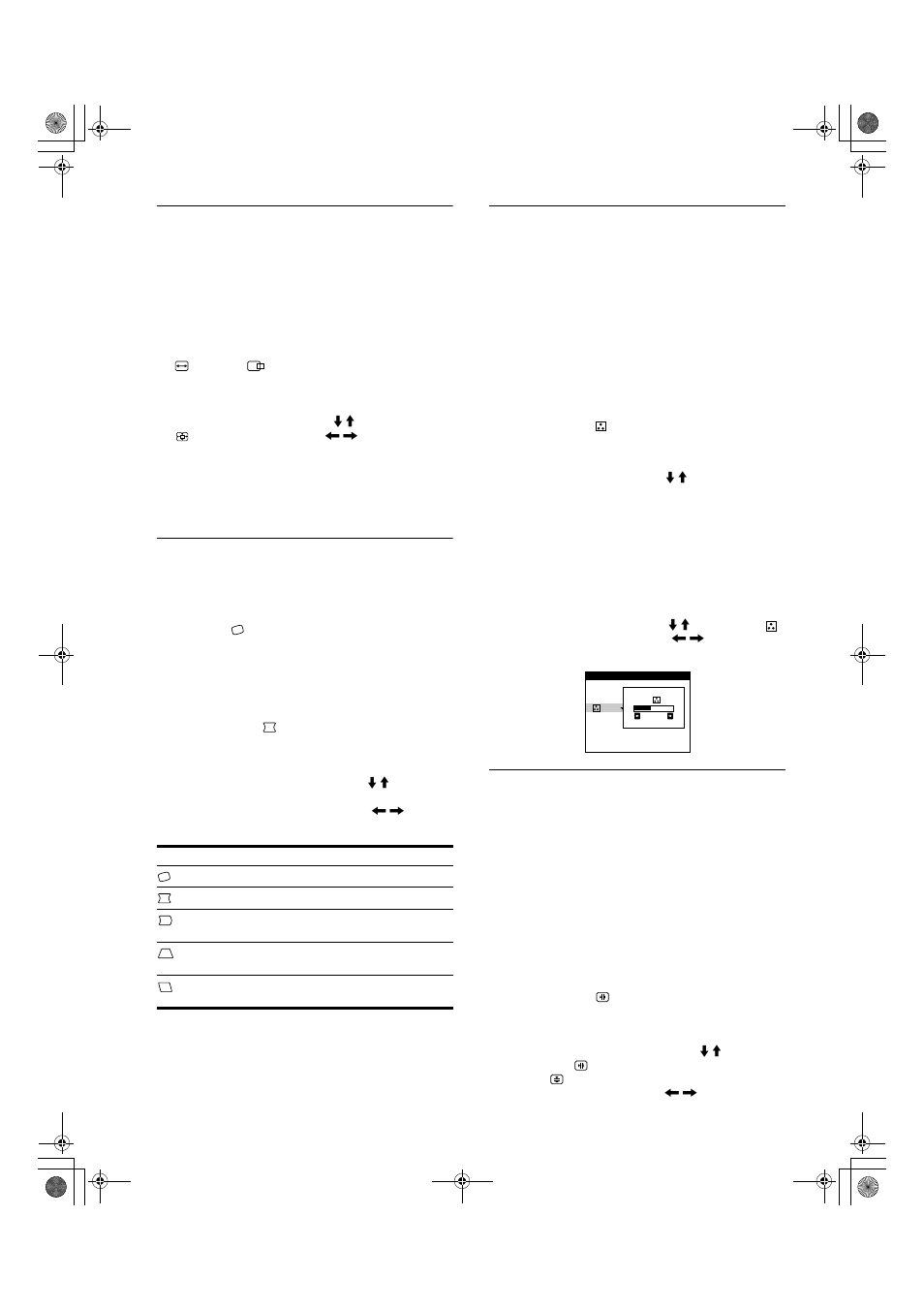 Ingrandimento o riduzione dell’immagine (zoom), Regolazione della forma dell’immagine (geom.), Regolazione del colore dell’immagine (colore) | Regolazione della convergenza (conv.) | Sony CPD-E200E User Manual | Page 66 / 116