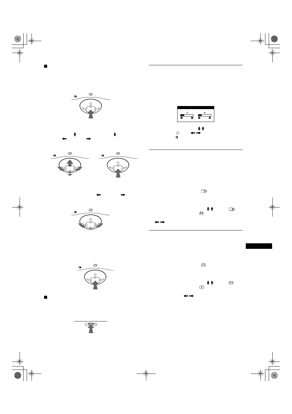 Justera ljusstyrka och kontrast, Justera bildens centrering (center), Justera bildens storlek (storl.) | Sony CPD-E200E User Manual | Page 93 / 116