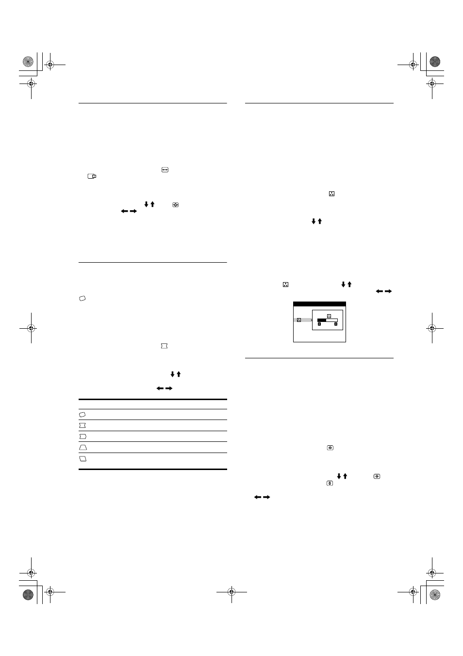 Förstora eller förminska bilden (zoom), Justera bildens form (geom), Justera bildens färg (färg) | Justera konvergensen (konv.) | Sony CPD-E200E User Manual | Page 94 / 116