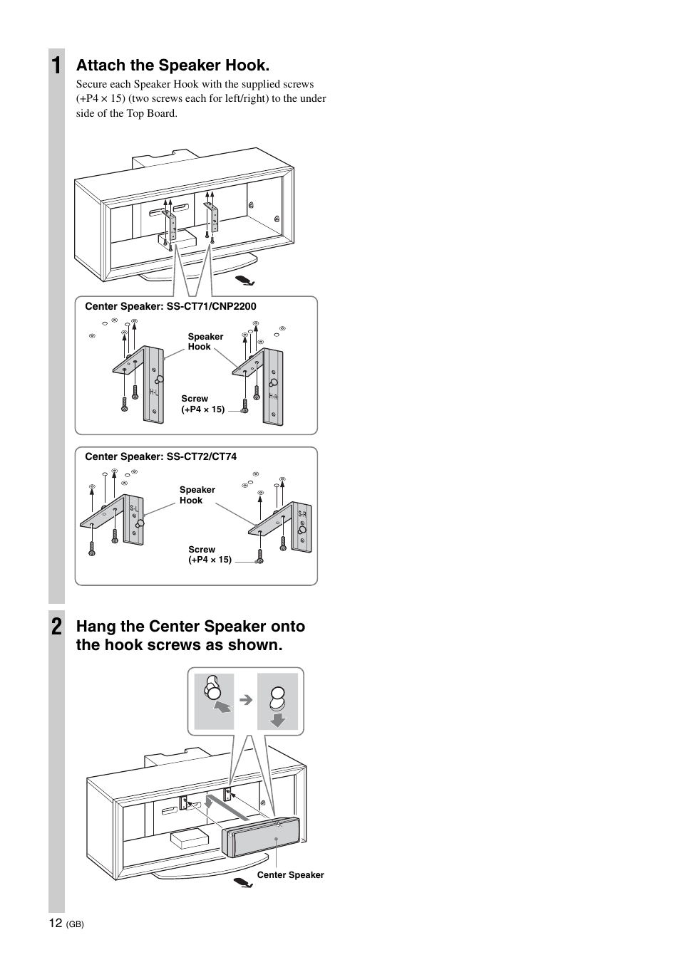 Attach the speaker hook | Sony SU-FL300L User Manual | Page 12 / 292