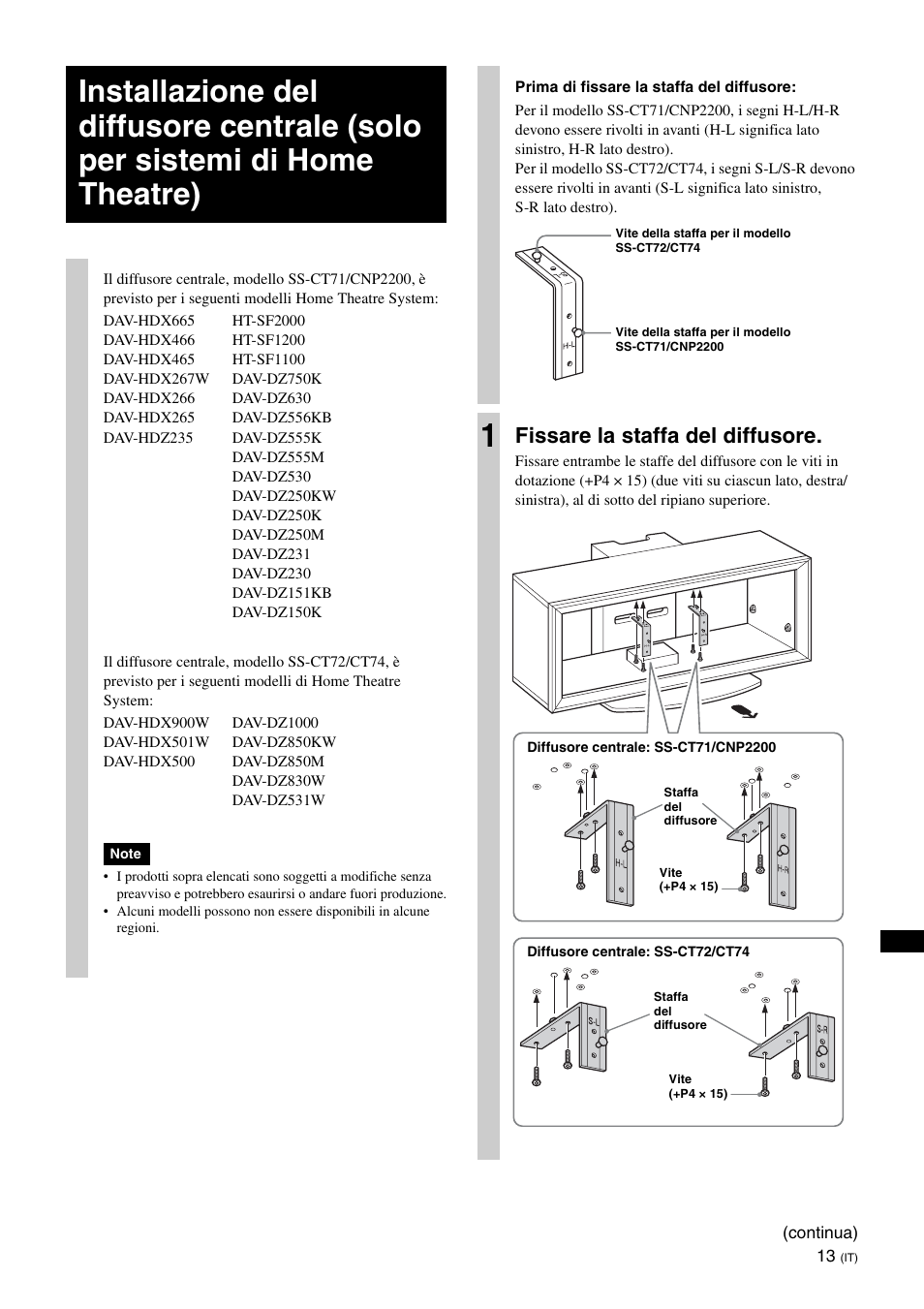 Fissare la staffa del diffusore | Sony SU-FL300L User Manual | Page 137 / 292