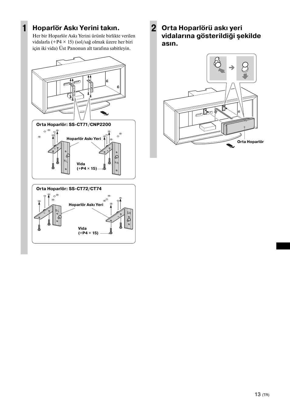 Hoparlör askı yerini takın | Sony SU-FL300L User Manual | Page 229 / 292