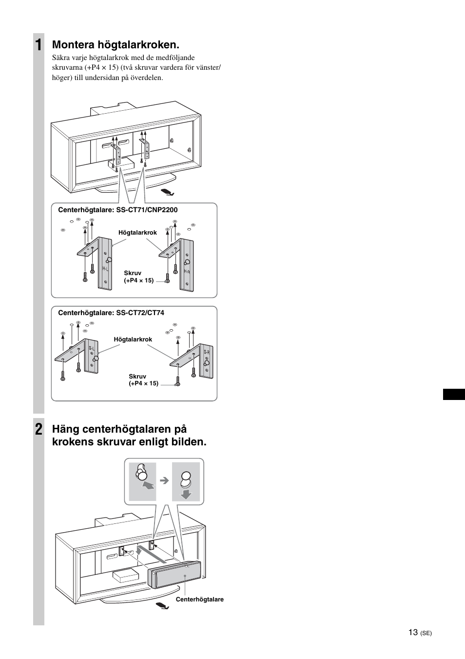 Montera högtalarkroken | Sony SU-FL300L User Manual | Page 87 / 292