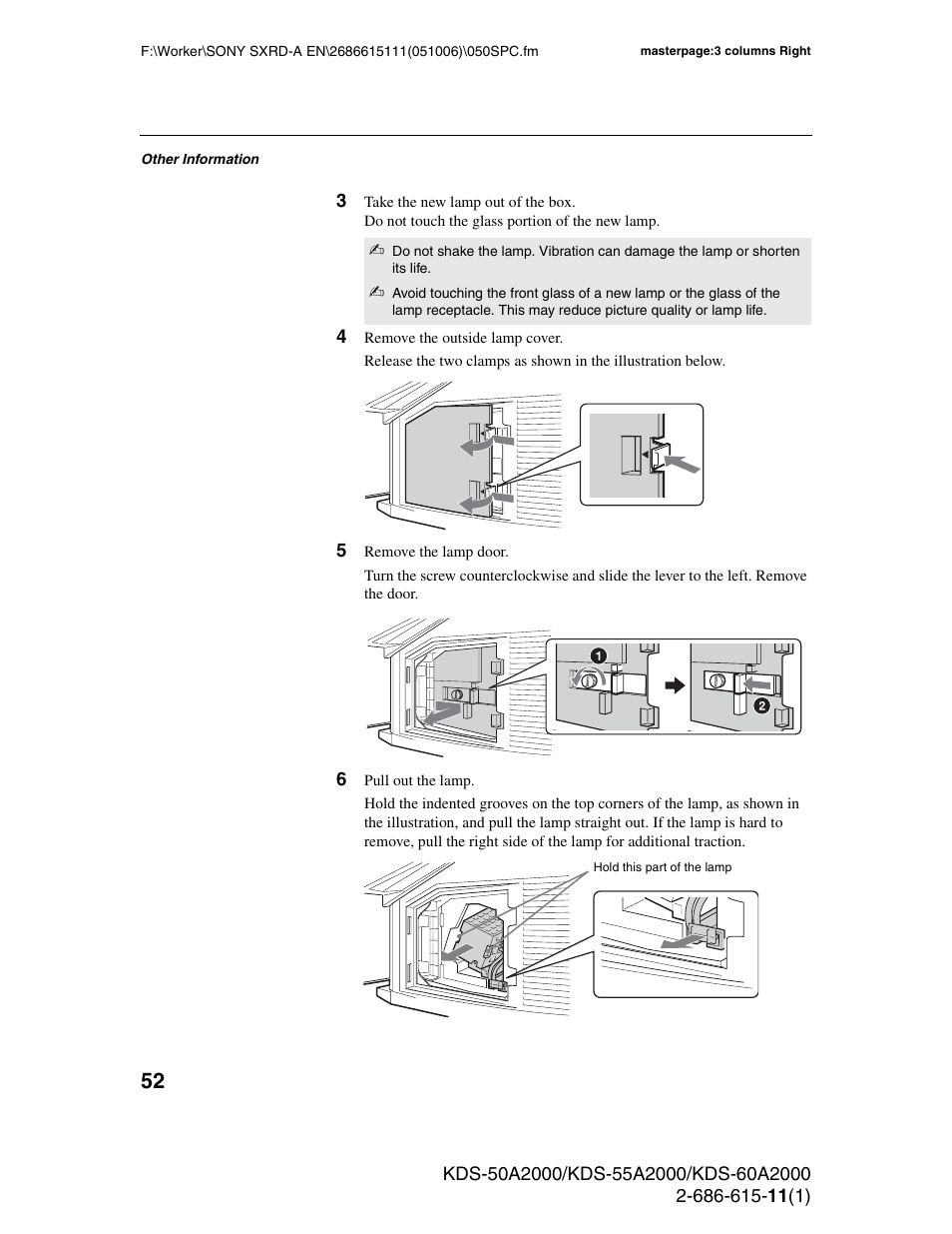 Sony GRAND WEGA KDS-60A2000 User Manual | Page 52 / 67