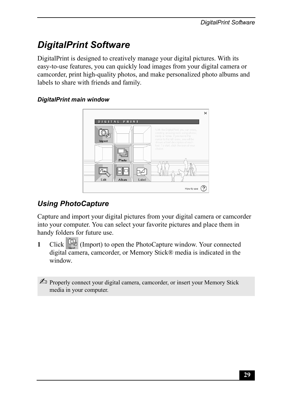 Digitalprint software | Sony PCV-MXS20 User Manual | Page 29 / 100