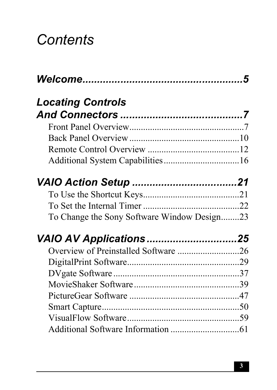 Sony PCV-MXS20 User Manual | Page 3 / 100