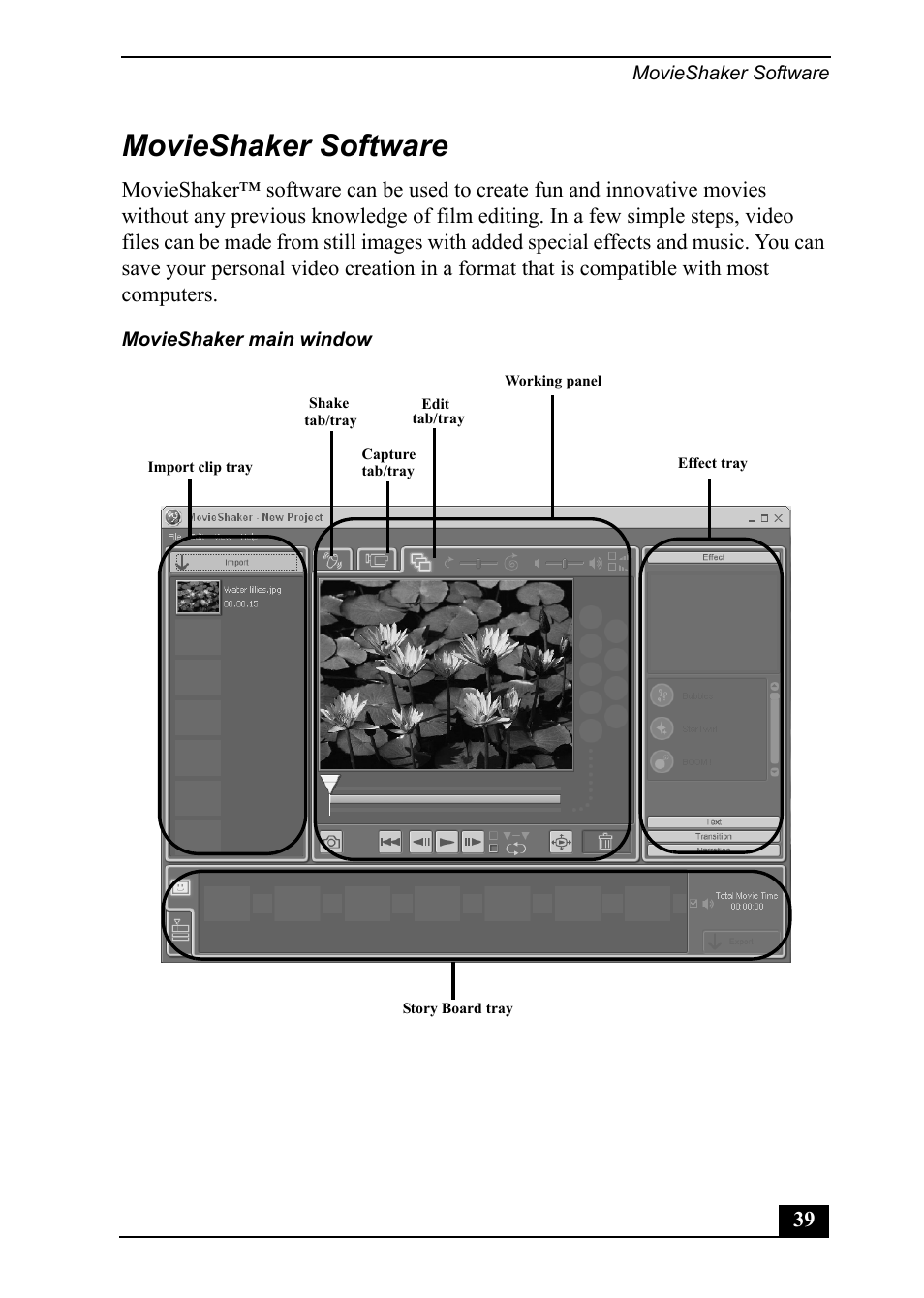 Movieshaker software | Sony PCV-MXS20 User Manual | Page 39 / 100