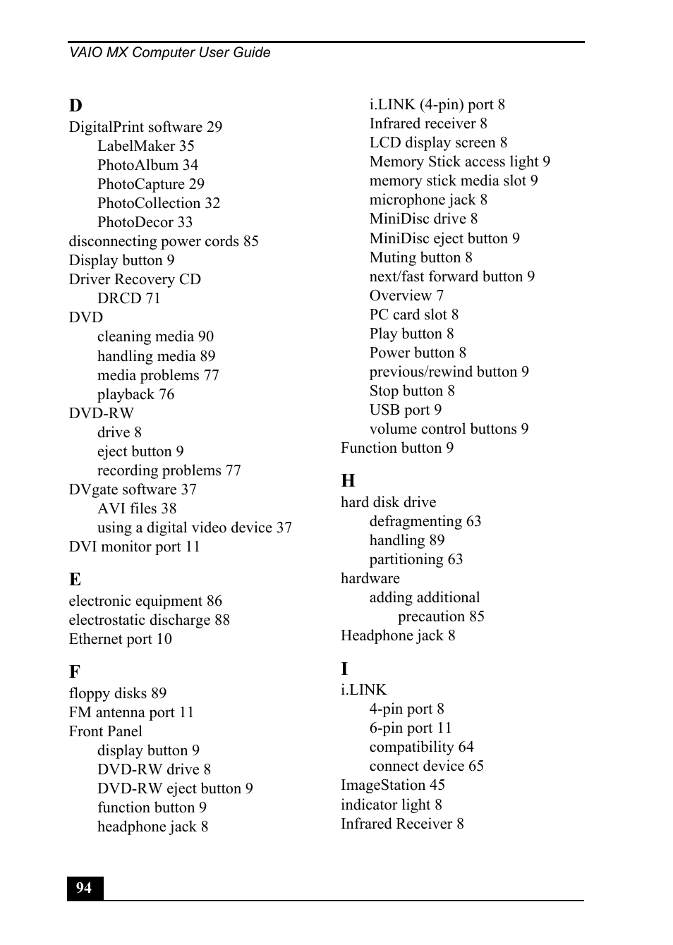 Sony PCV-MXS20 User Manual | Page 94 / 100