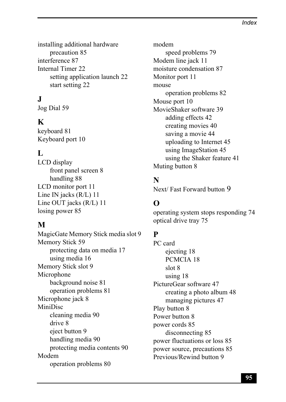 Sony PCV-MXS20 User Manual | Page 95 / 100