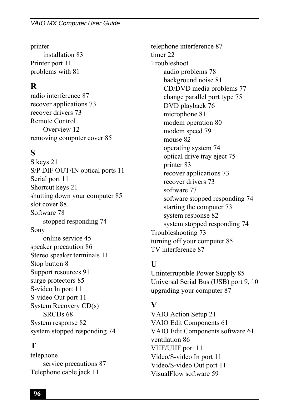 Sony PCV-MXS20 User Manual | Page 96 / 100