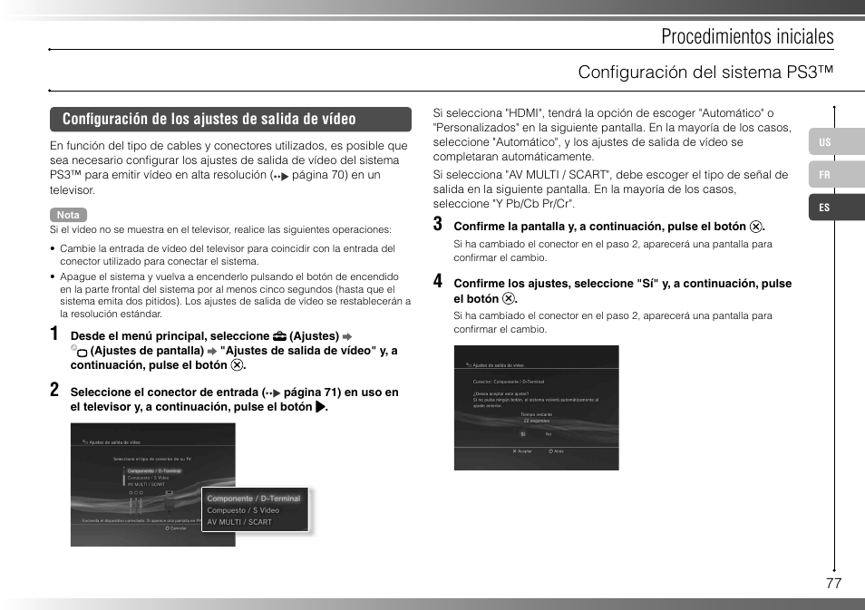 Procedimientos iniciales, Confi guración del sistema ps3 | Sony 80GB Playstation 3 4-107-608-11 User Manual | Page 77 / 100