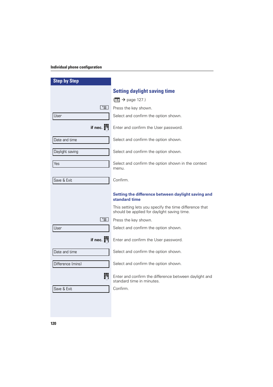 Setting daylight saving time | Sony HIPATH 8000 User Manual | Page 120 / 140