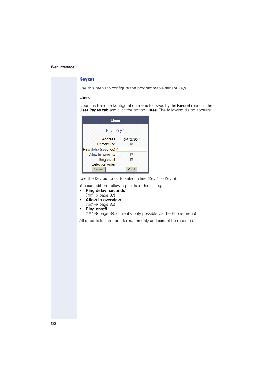 Keyset | Sony HIPATH 8000 User Manual | Page 132 / 140