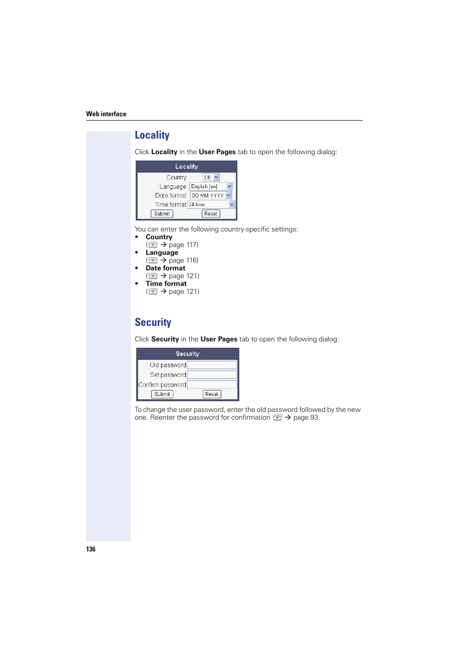 Locality, Security, Locality security | Sony HIPATH 8000 User Manual | Page 136 / 140