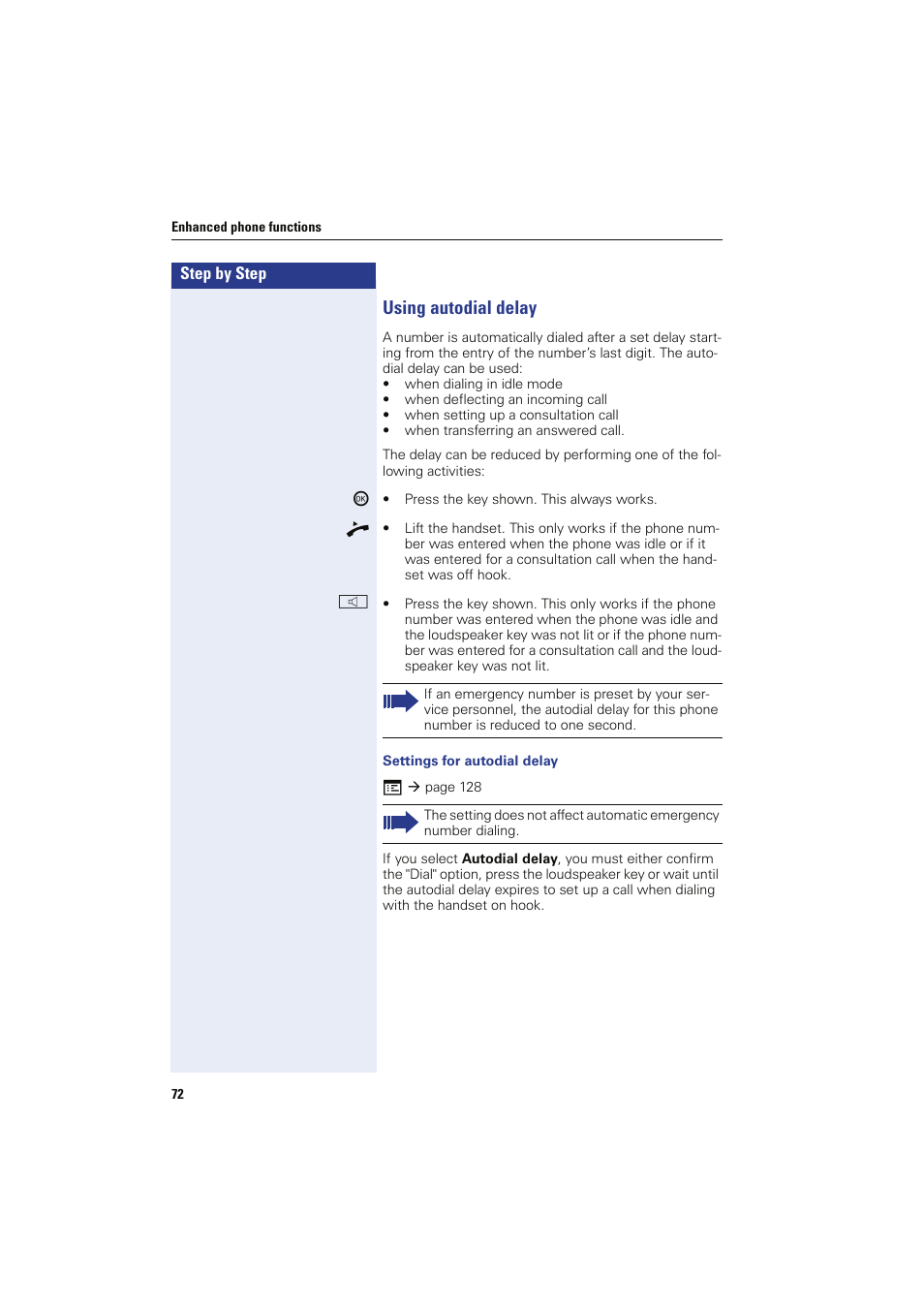 Using autodial delay | Sony HIPATH 8000 User Manual | Page 72 / 140