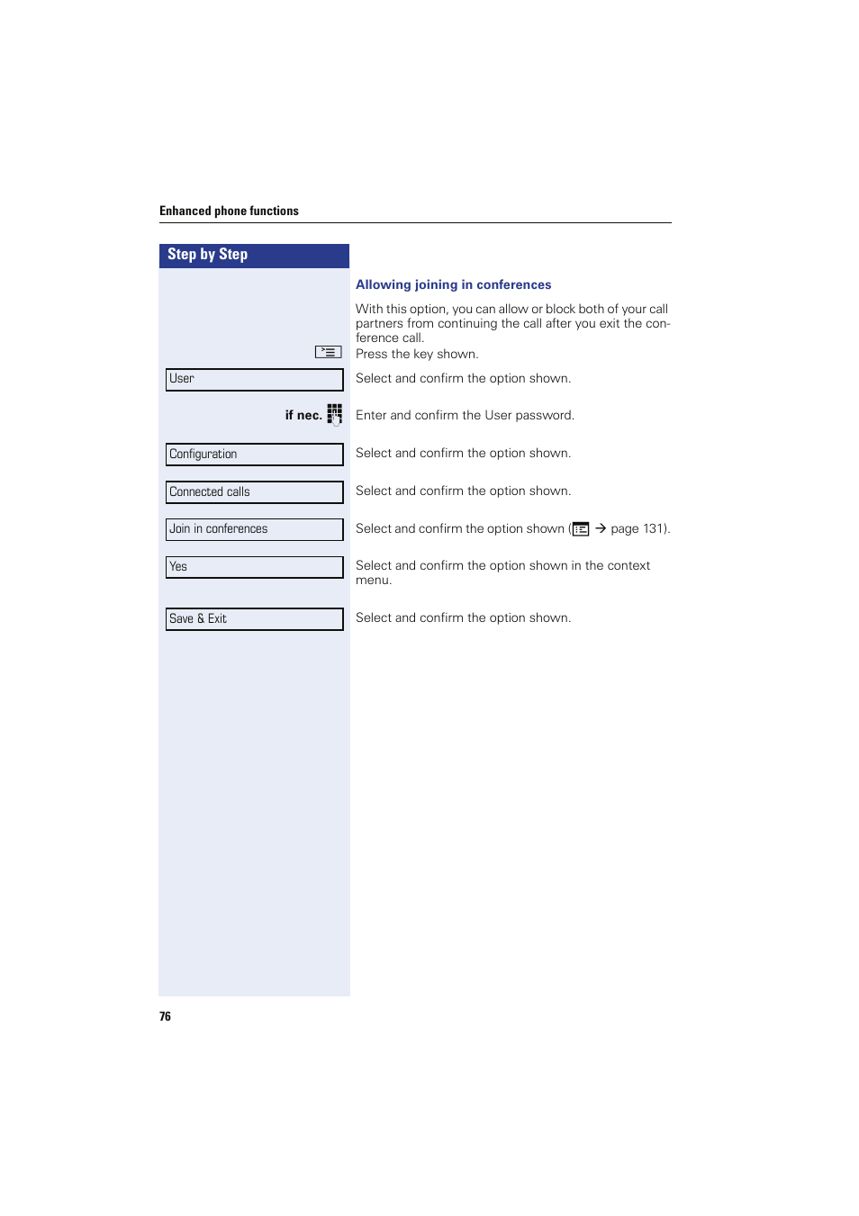 He "allowing joining in conferences | Sony HIPATH 8000 User Manual | Page 76 / 140