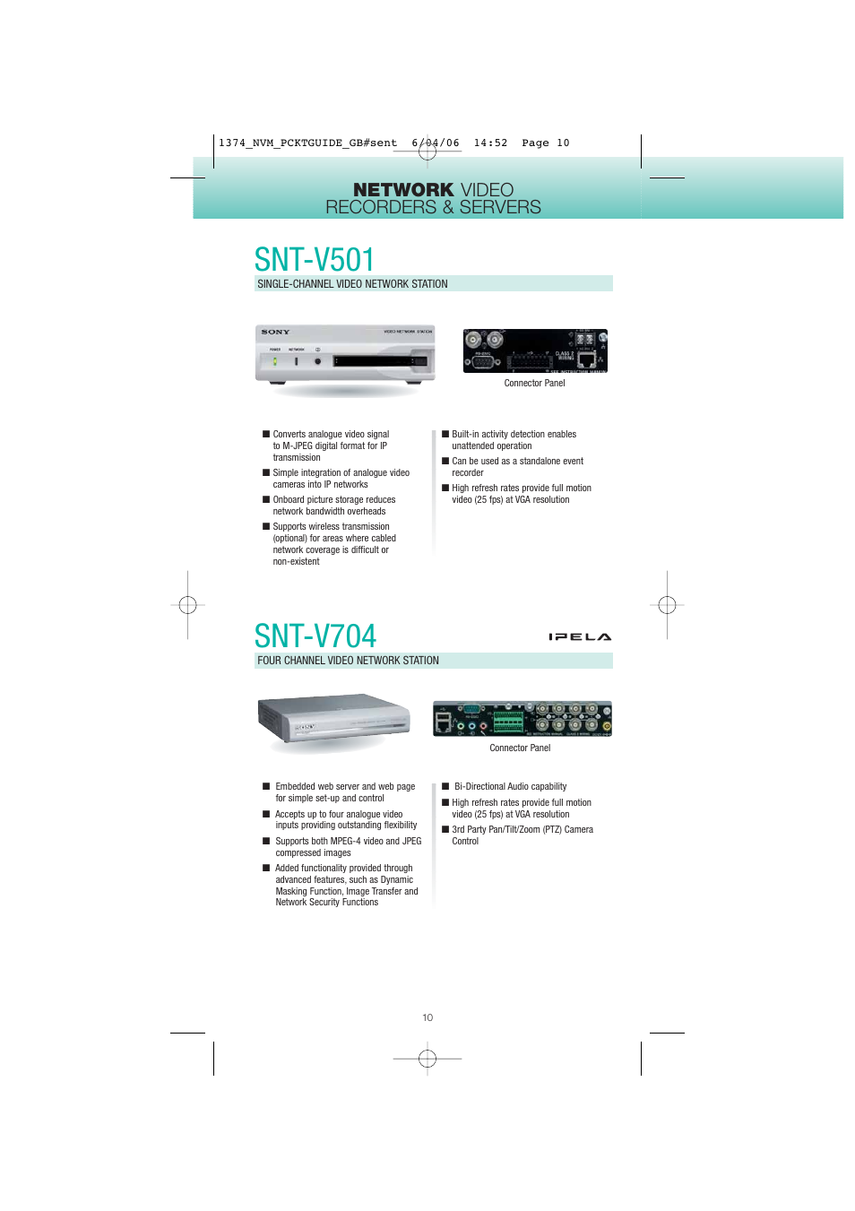 Snt-v704, Snt-v501, Network video recorders & servers | Sony Network Video Monitoring User Manual | Page 10 / 48