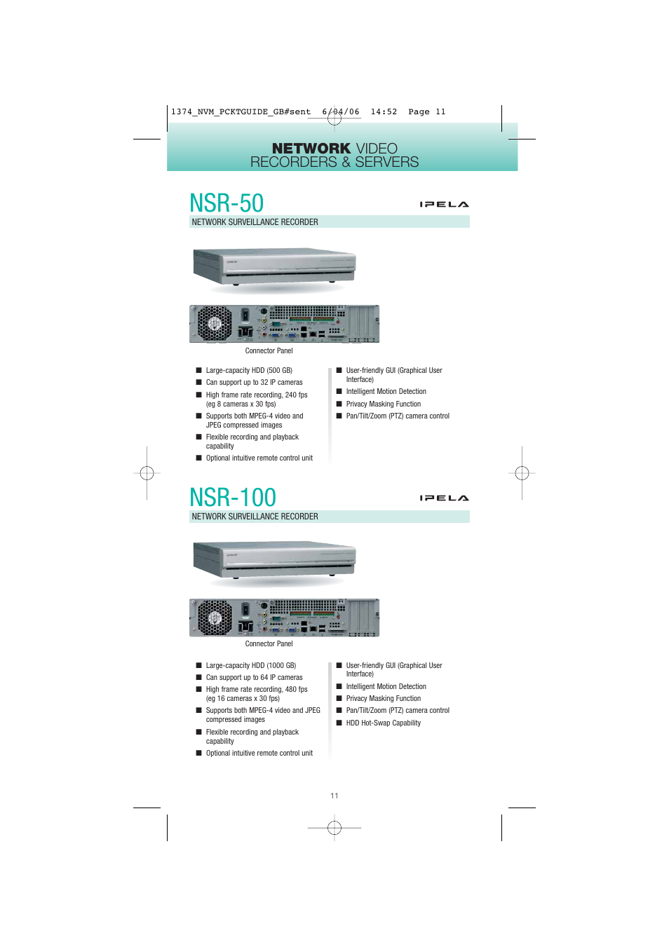Nsr-100, Nsr-50, Network video recorders & servers | Sony Network Video Monitoring User Manual | Page 11 / 48