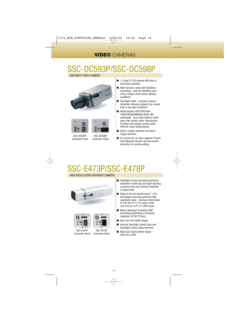 Video cameras | Sony Network Video Monitoring User Manual | Page 14 / 48