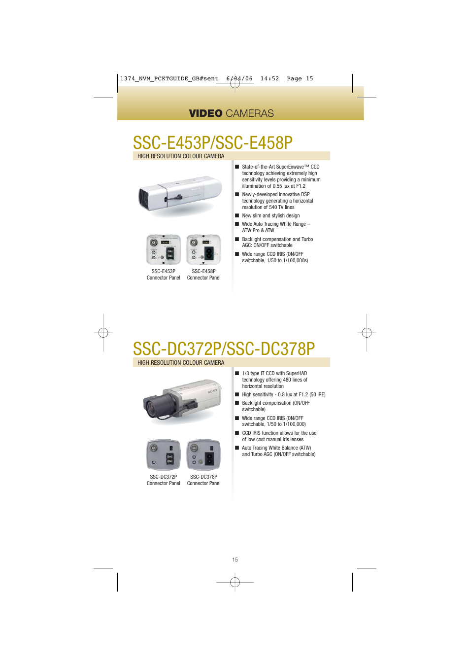 Video cameras | Sony Network Video Monitoring User Manual | Page 15 / 48