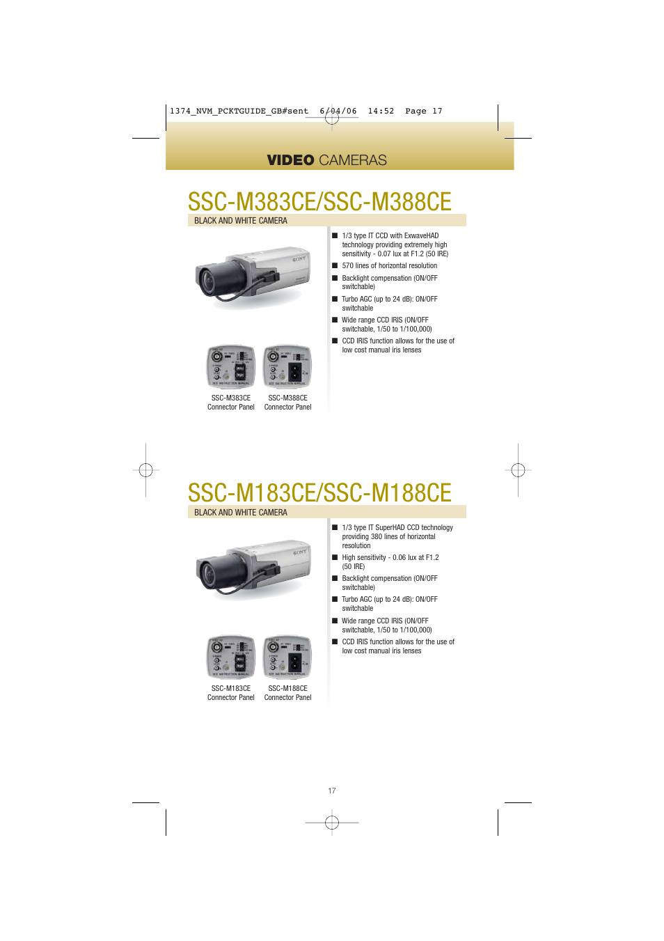 Video cameras | Sony Network Video Monitoring User Manual | Page 17 / 48