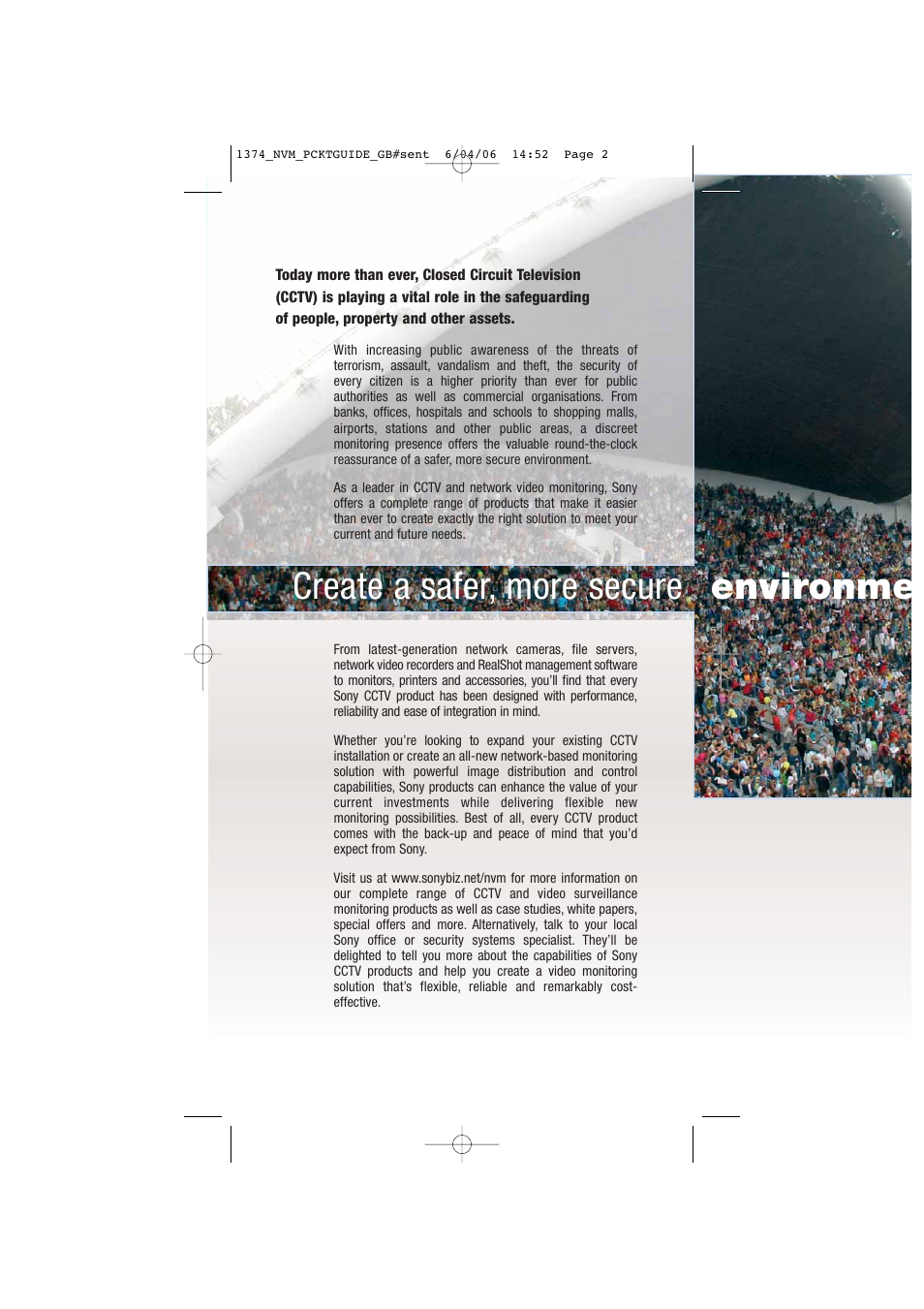 Create a safer, more secure environme | Sony Network Video Monitoring User Manual | Page 2 / 48