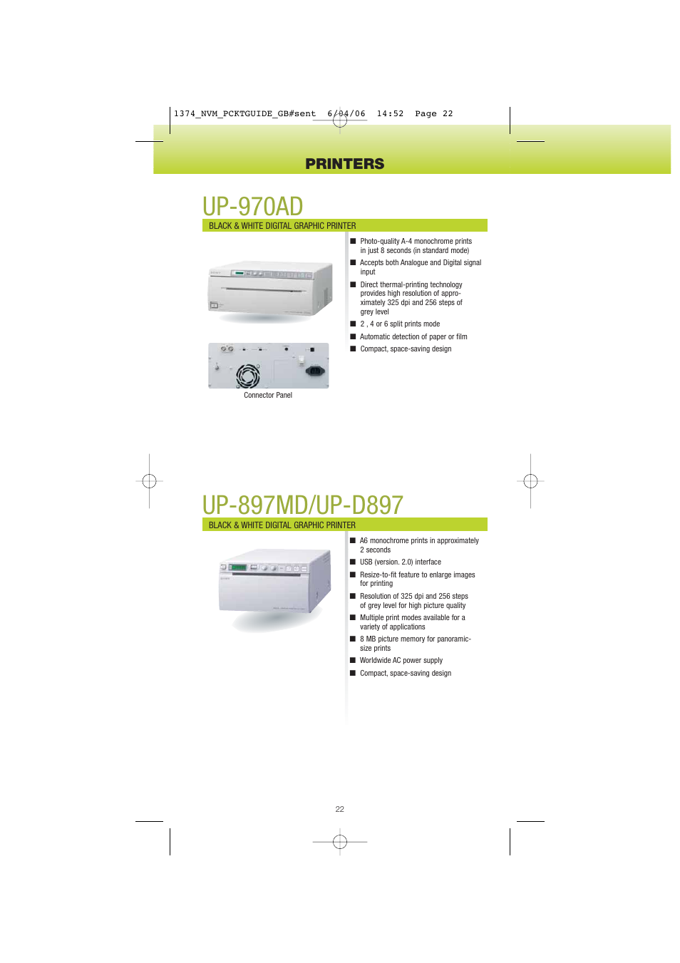 Up-970ad, Printers | Sony Network Video Monitoring User Manual | Page 22 / 48