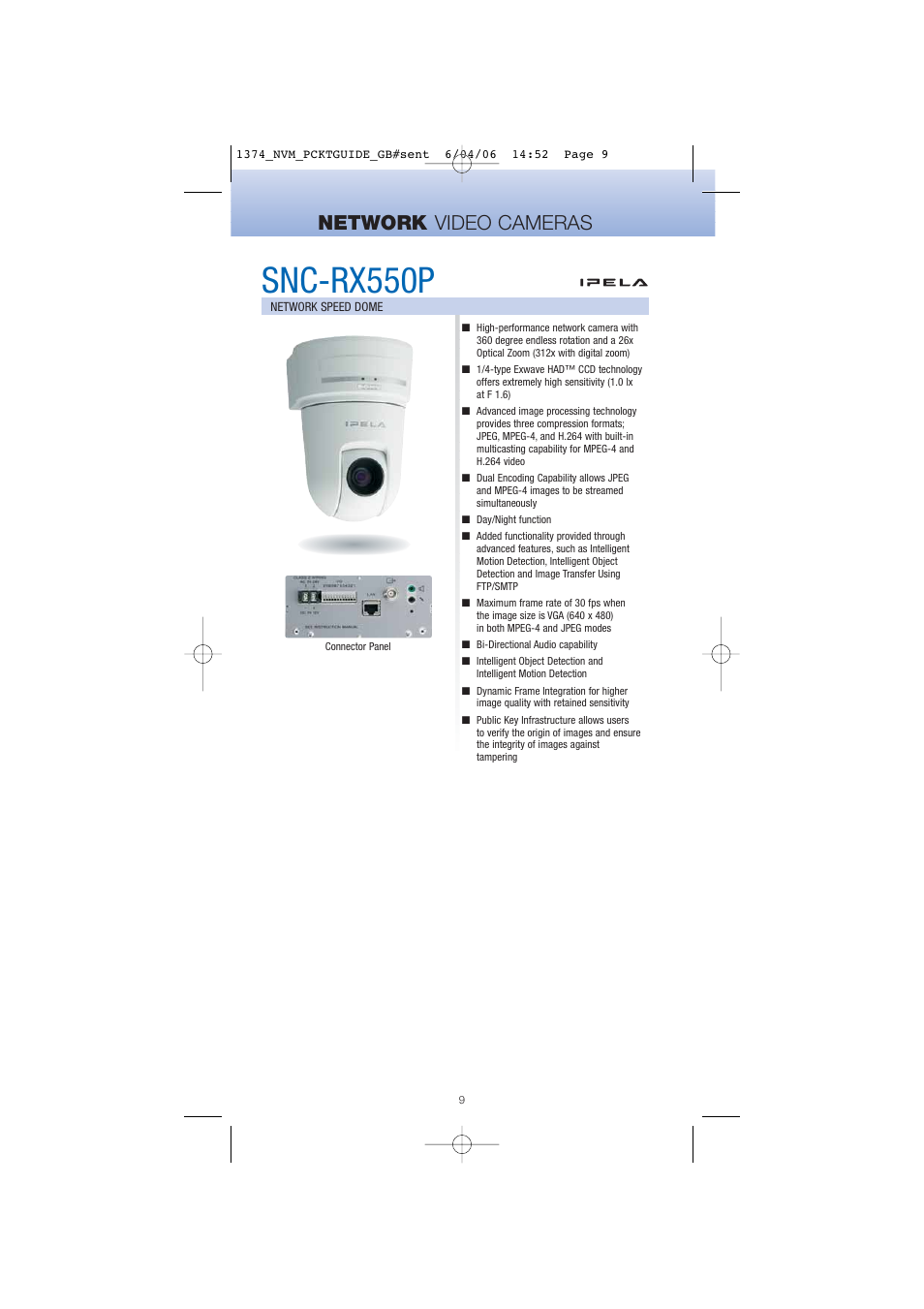 Snc-rx550p, Network video cameras | Sony Network Video Monitoring User Manual | Page 9 / 48