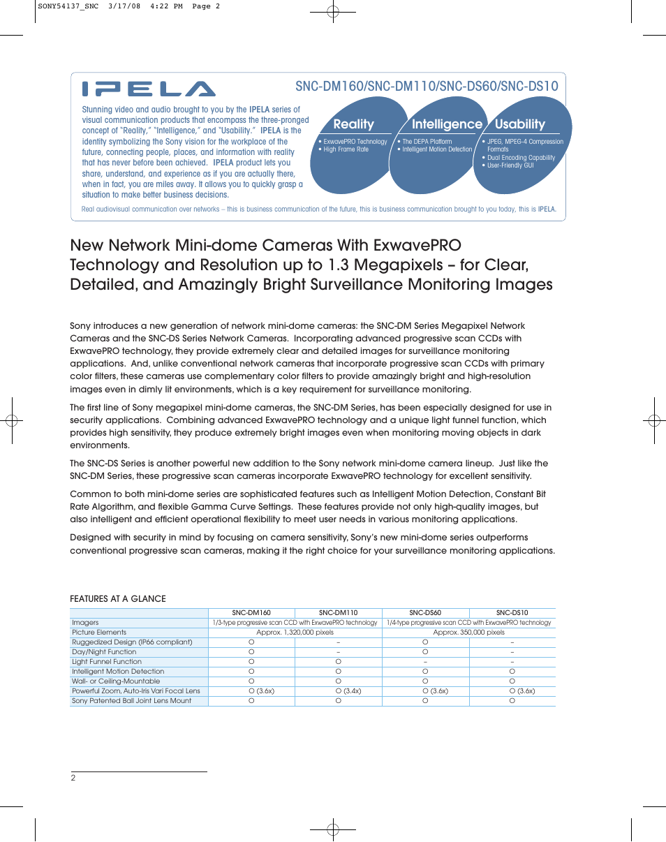 Reality intelligence usability | Sony SNC-DM110 User Manual | Page 2 / 8
