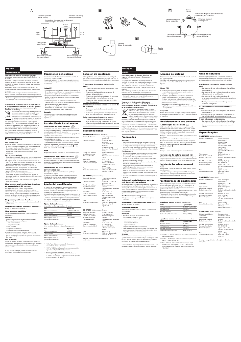 Ca d e | Sony SS-FCR455H User Manual | Page 2 / 2