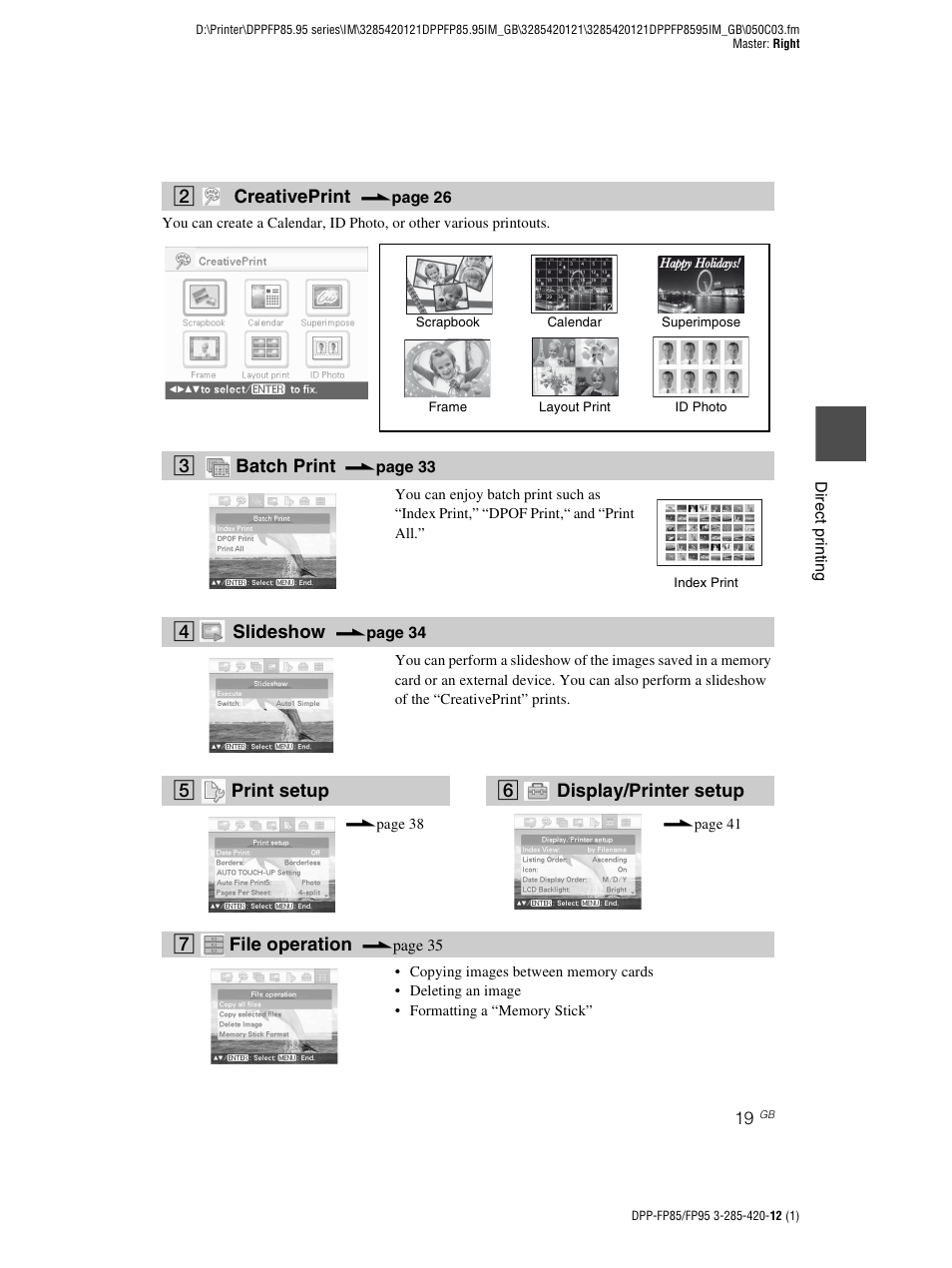 Sony DPP-FP85 User Manual | Page 19 / 92