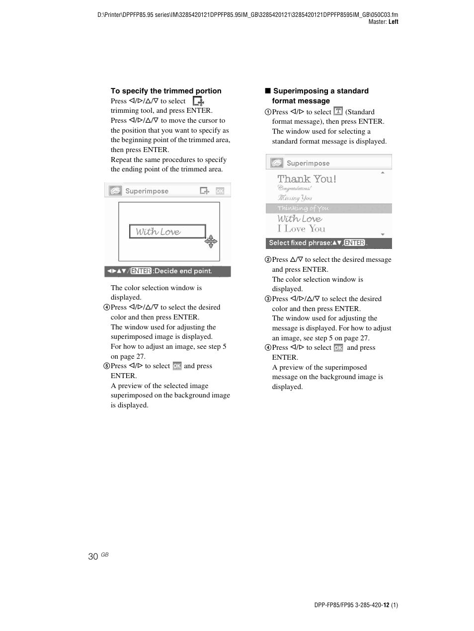 Sony DPP-FP85 User Manual | Page 30 / 92