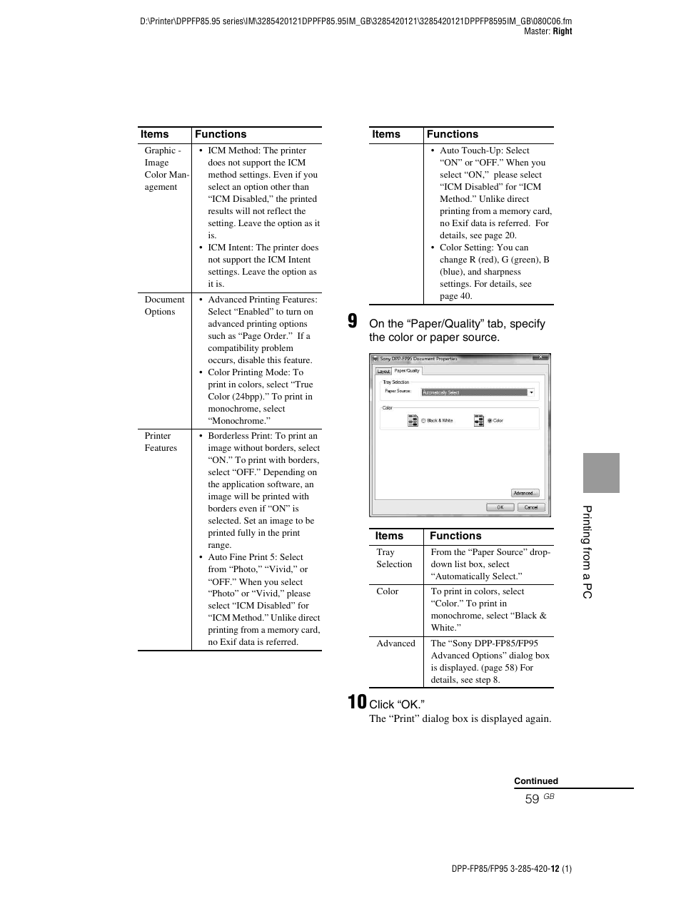 Sony DPP-FP85 User Manual | Page 59 / 92