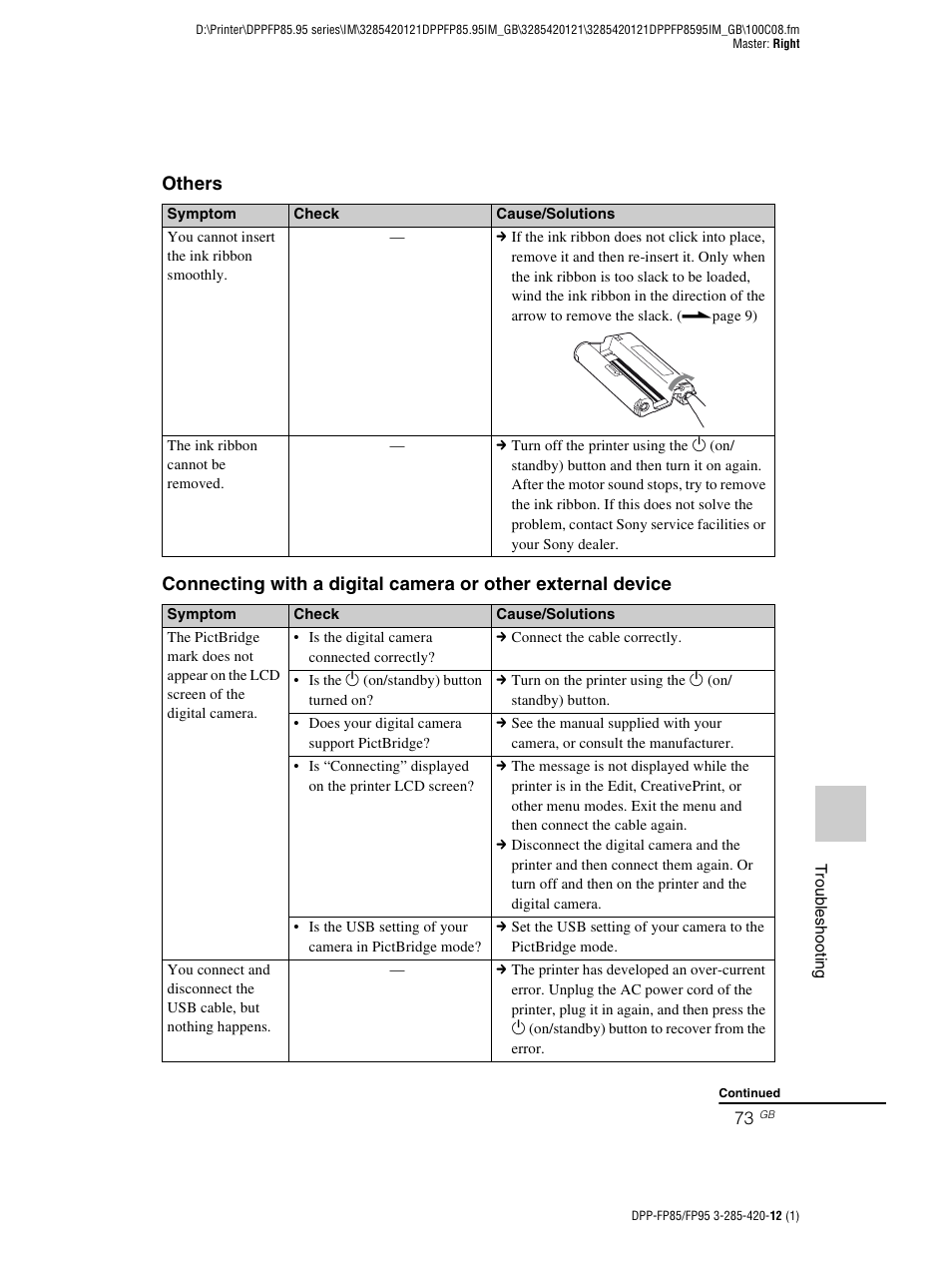 Sony DPP-FP85 User Manual | Page 73 / 92