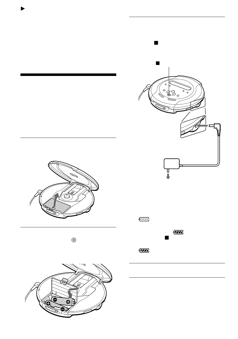 Connecting to a power source, Using the rechargeable batteries | Sony D-CJ01 User Manual | Page 22 / 32