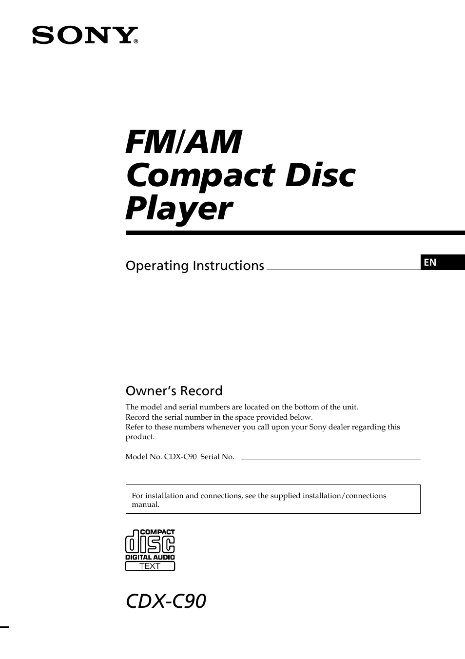 Sony CDX-C90 User Manual | 68 pages
