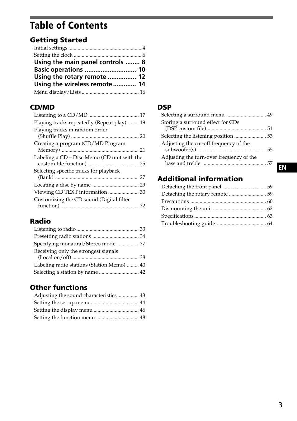 Sony CDX-C90 User Manual | Page 3 / 68