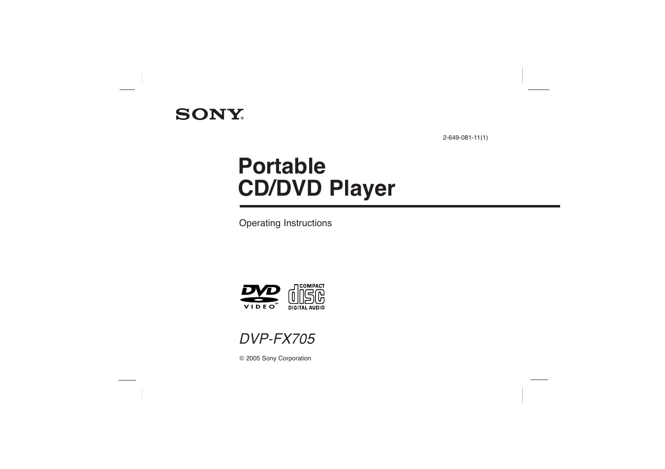 Sony DVP-FX705 User Manual | 55 pages