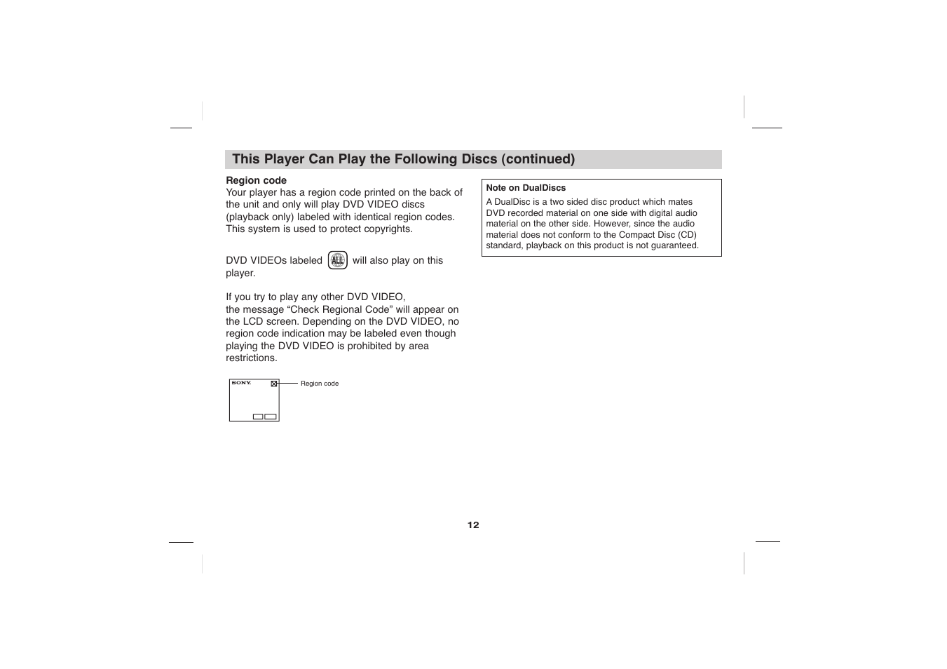 Sony DVP-FX705 User Manual | Page 12 / 55