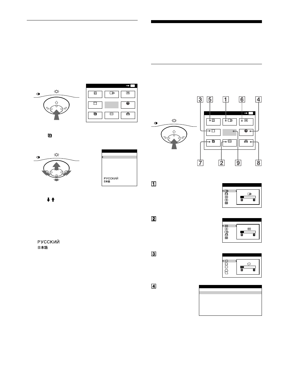 Personnalisation de votre moniteur, Pilotage par menus | Sony Trinitron CPD-E400E User Manual | Page 24 / 132