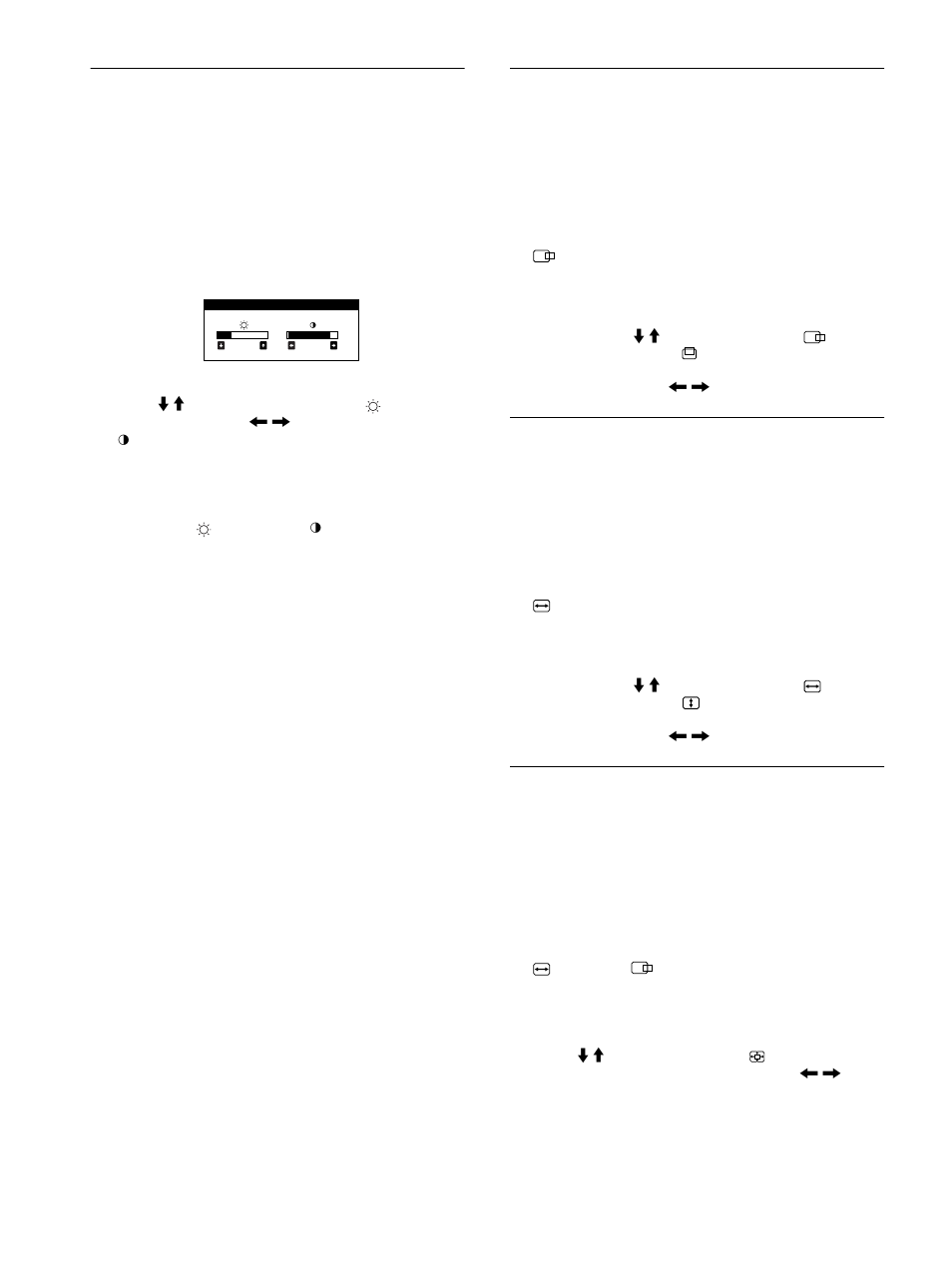 Réglage de la luminosité et du contraste, Réglage du centrage de l’image (centre), Réglage de la taille de l’image (taille) | Agrandir ou réduire l’image (zoom), 10 réglage de la luminosité et du contraste | Sony Trinitron CPD-E400E User Manual | Page 26 / 132