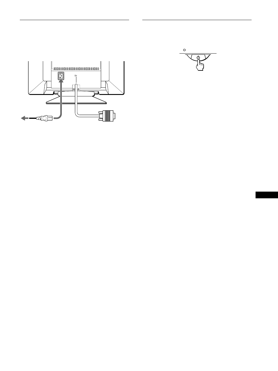 Paso 2: conexión del cable de alimentación, Paso 3: encendido del monitor y del ordenador, Paso 2 | Paso 3 | Sony Trinitron CPD-E400E User Manual | Page 55 / 132