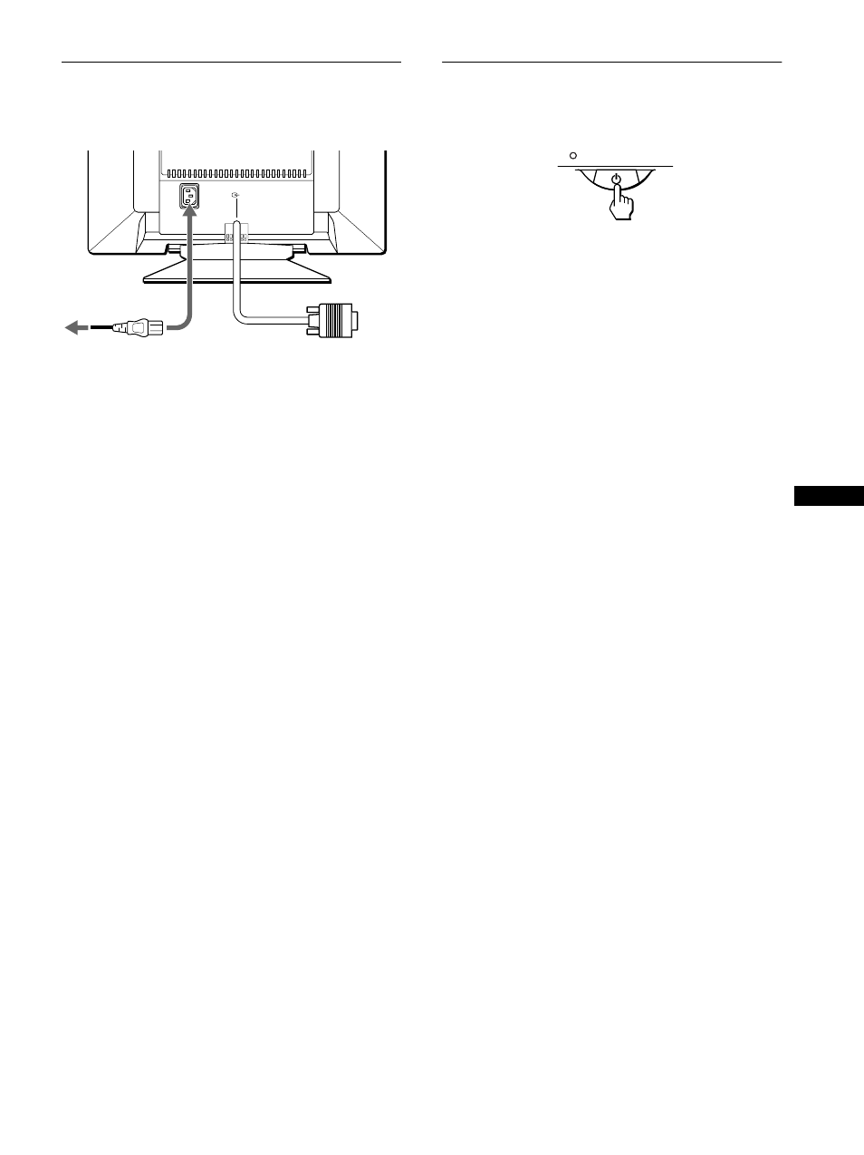 Step 2: connect the power cord, Step 3: turn on the monitor and computer, Step 2: co | Step 3: tu | Sony Trinitron CPD-E400E User Manual | Page 7 / 132