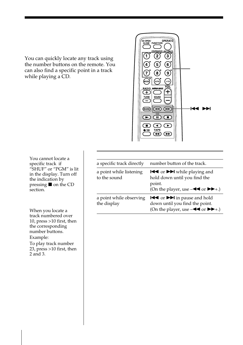 Locating a specific track | Sony ZS-D55 User Manual | Page 14 / 84