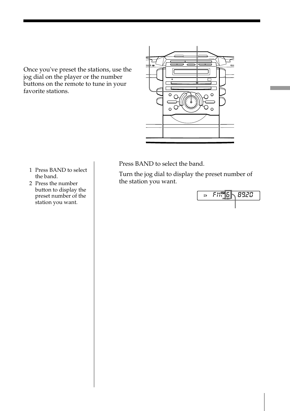 Playing preset radio stations | Sony ZS-D55 User Manual | Page 21 / 84