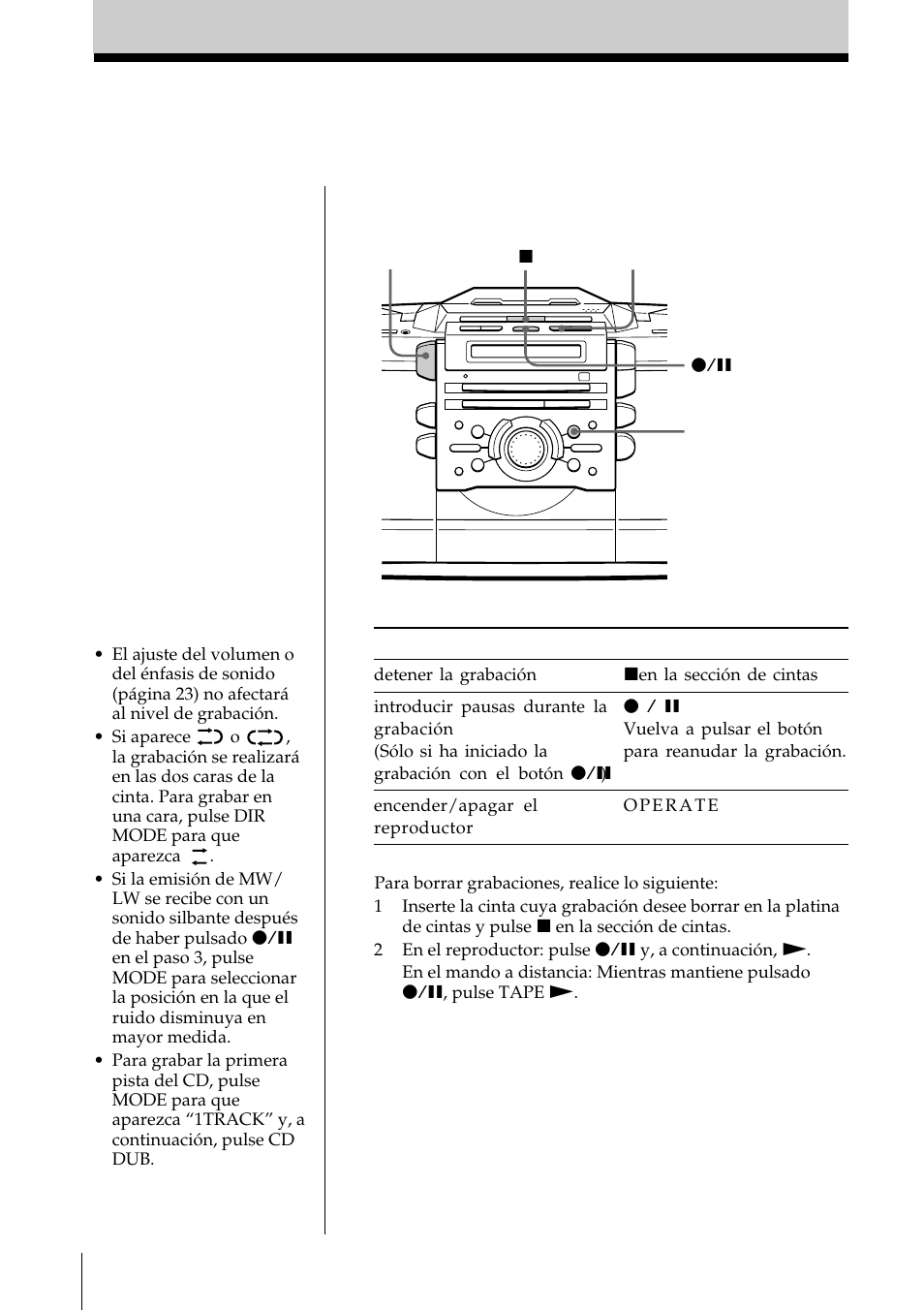 Grabación en cintas (continuación) | Sony ZS-D55 User Manual | Page 54 / 84