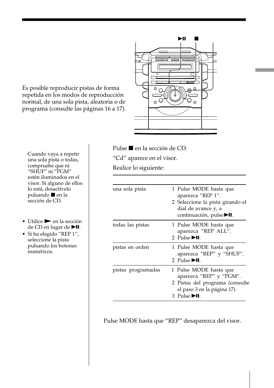 Reproducción de pistas de forma repetida | Sony ZS-D55 User Manual | Page 57 / 84