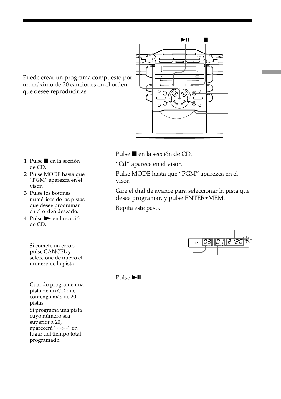 Creación de su propio programa | Sony ZS-D55 User Manual | Page 59 / 84