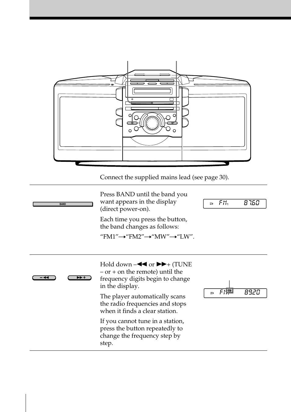 Listening to the radio | Sony ZS-D55 User Manual | Page 6 / 84